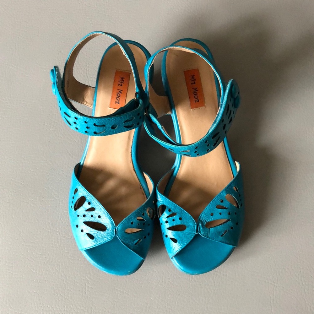 Miz Mooz Turquoise Blue Shoes Open Toe Size 8